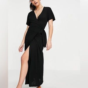 Asos Black Wrap Maxi Dress - Size 6